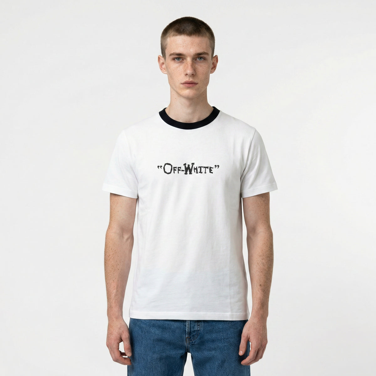 Off-White™ Contrast Collar Logo T-Shirt in White