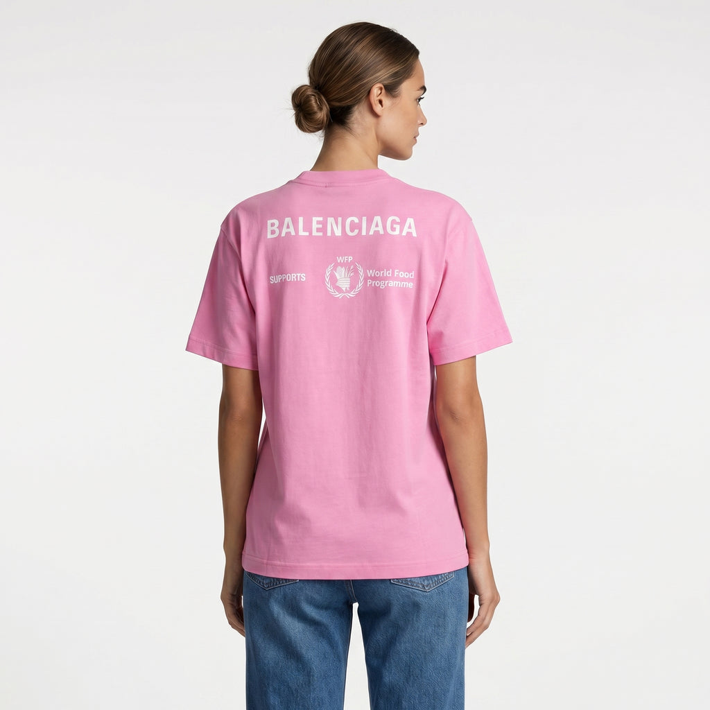 Balenciaga x World Food Programme Logo T-Shirt in Pink