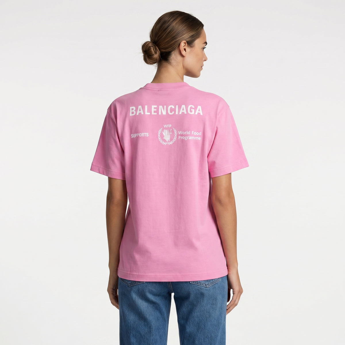 Balenciaga x World Food Programme Logo T-Shirt in Pink