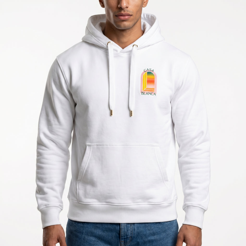 Casablanca Sunset Arch Logo Hoodie in White