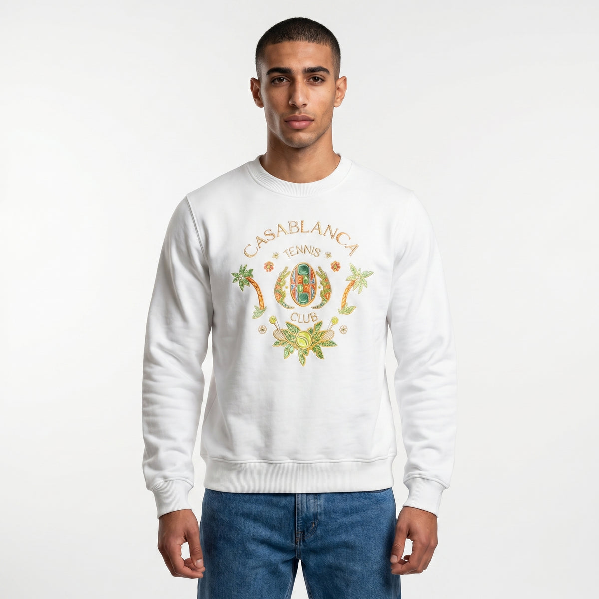 Casablanca Tennis Club Graphic Sweatshirt in White