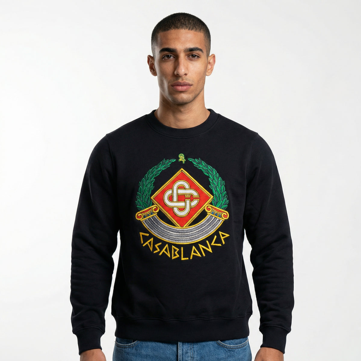 Casablanca Crest Embroidered Sweatshirt in Black