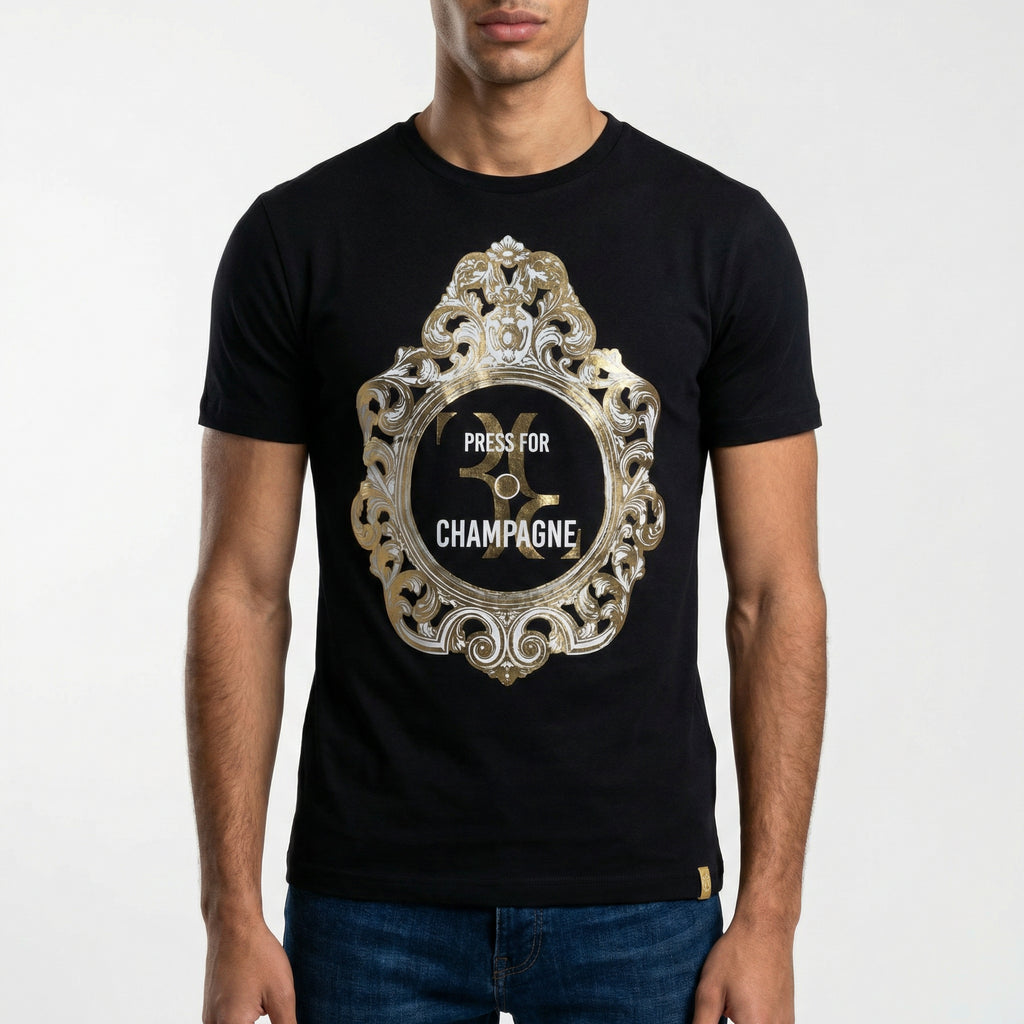 Billionaire “Press For Champagne” Graphic T-Shirt in Black