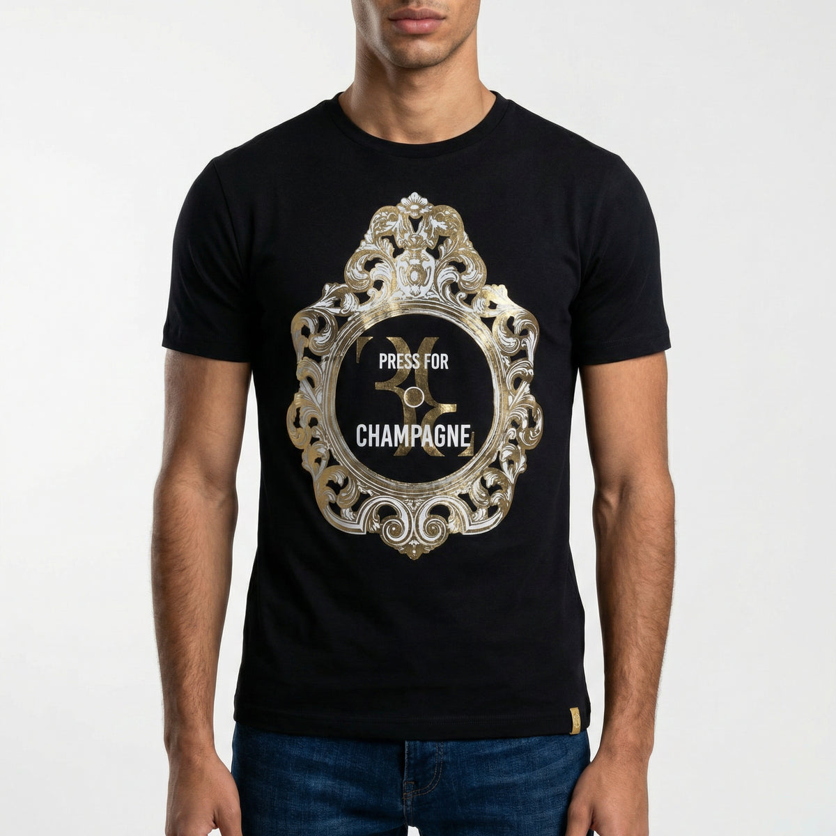 Billionaire “Press For Champagne” Graphic T-Shirt in Black
