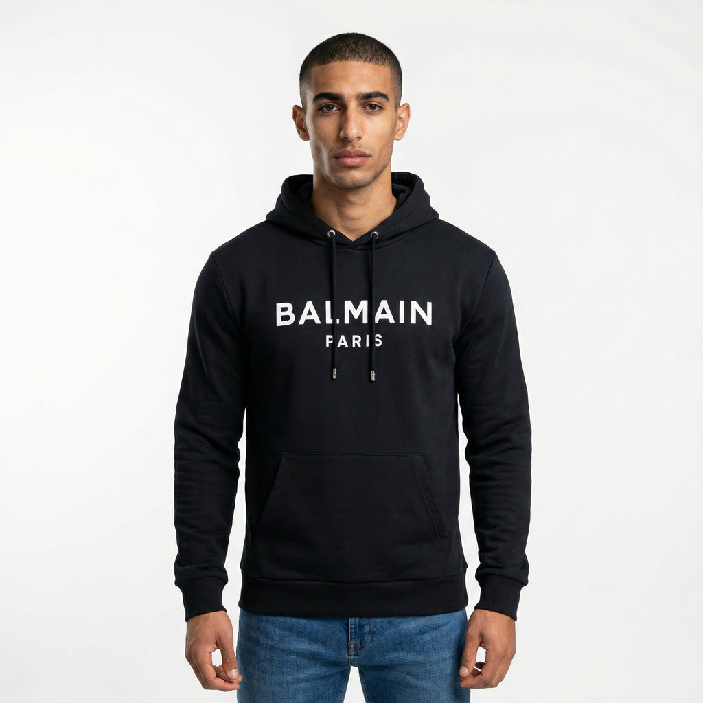 Balmain Paris Logo Hoodie in Black