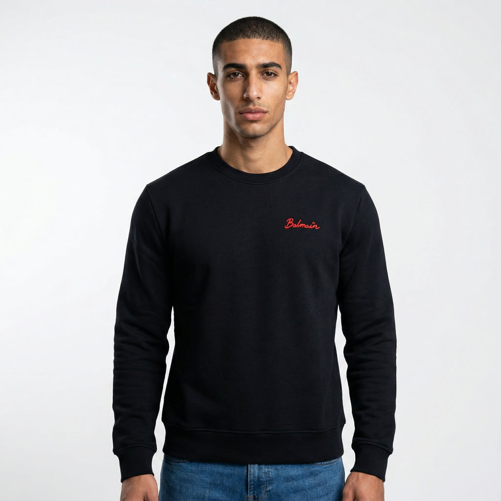 Balmain Signature Sweatshirt with Lipstick Kiss Back Print