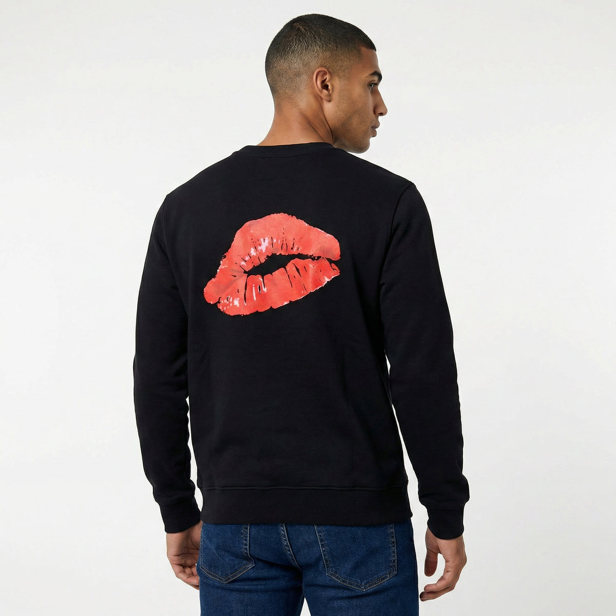 Balmain Signature Sweatshirt with Lipstick Kiss Back Print