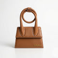 Jacquemus Circular Handle Leather Bag in Caramel Brown