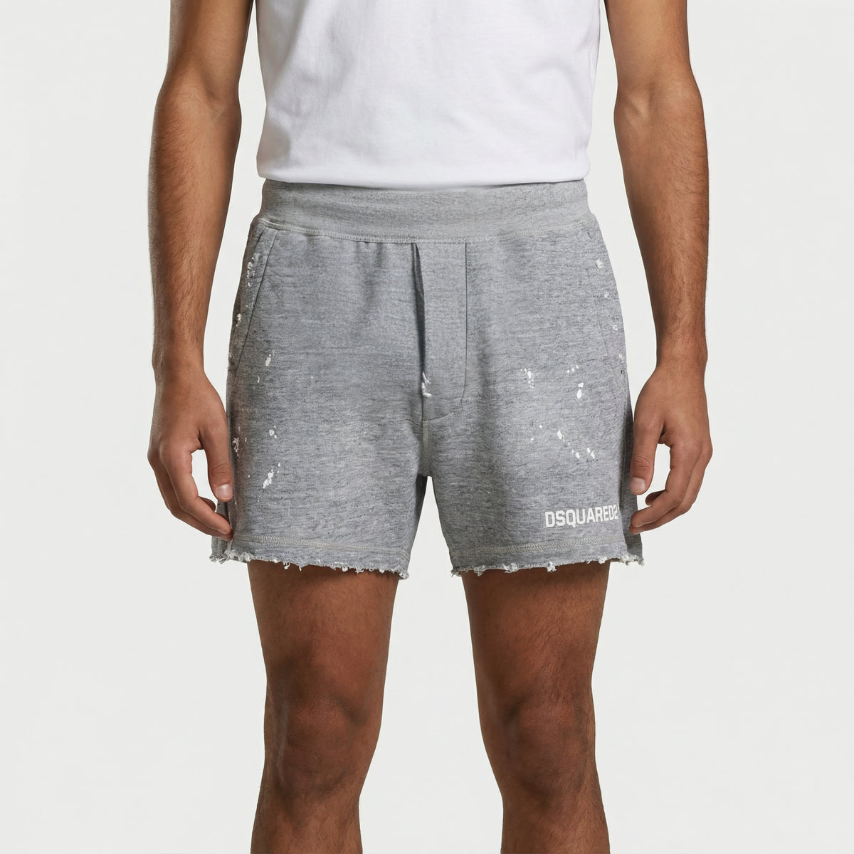 Dsquared2 Distressed Sweat Shorts in Grey Marl