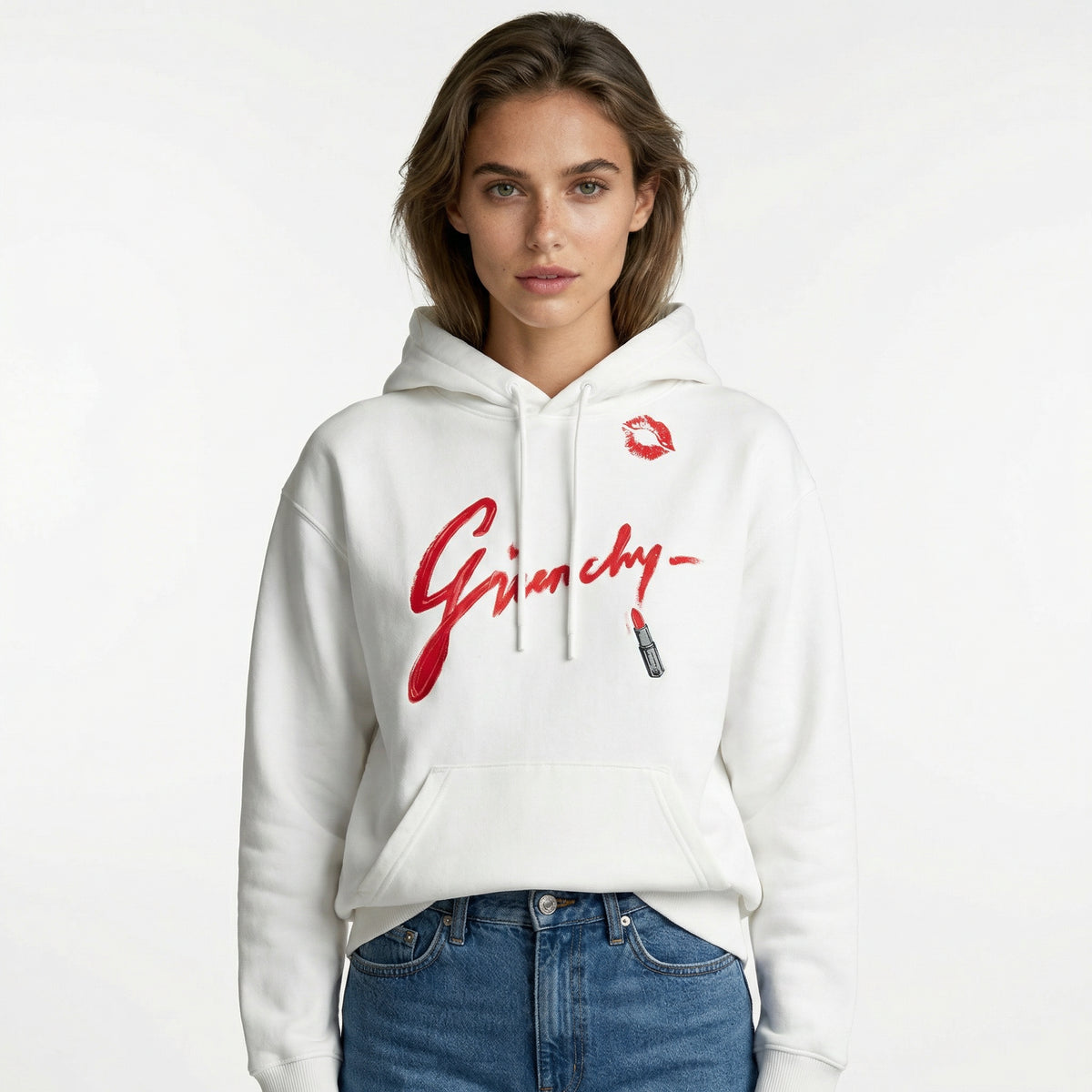Givenchy Lipstick Logo Hoodie in White